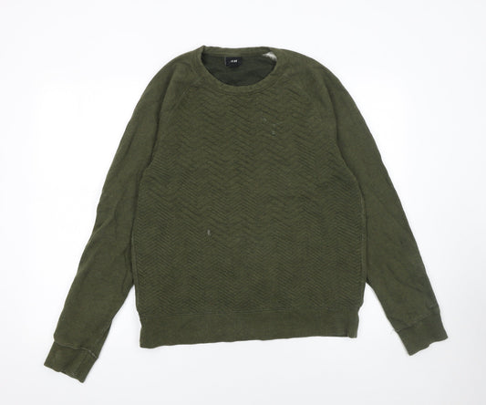 Mens UK Size L H&M Green Pullover Sweatshirt