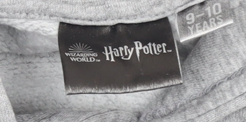 Harry Potter Boys Grey Hogwarts Hoodie 9-10 Years Pullover Fleece