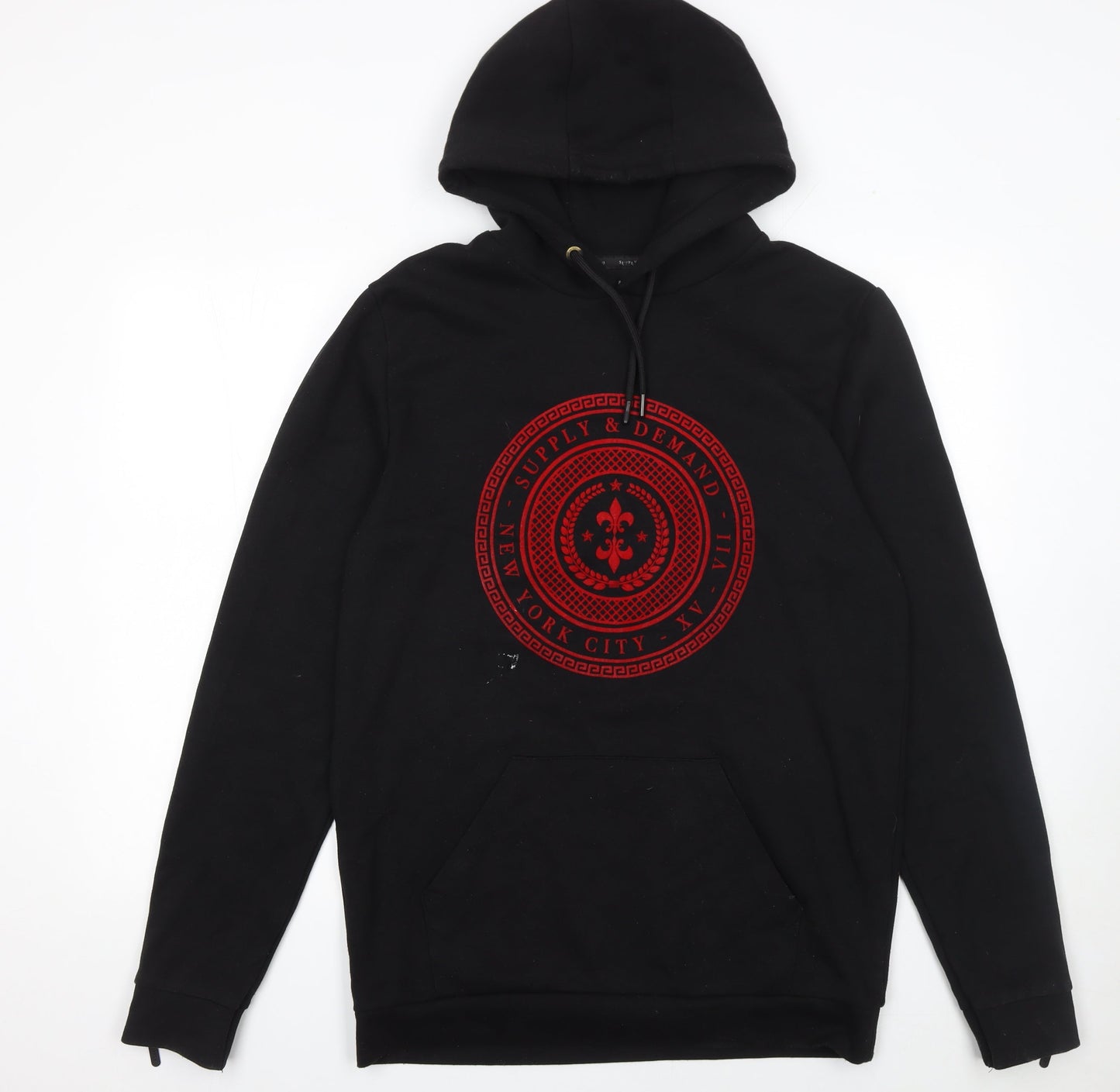 Mens UK Size L Supply & Demand Black Pullover Hoodie
