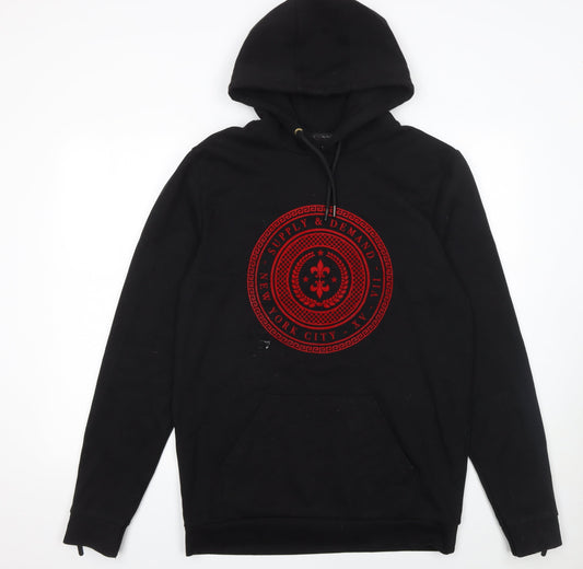 Mens UK Size L Supply & Demand Black Pullover Hoodie