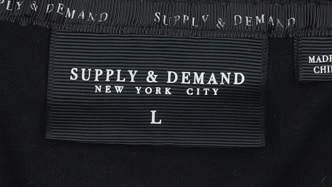 Mens UK Size L Supply & Demand Black Pullover Hoodie