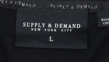 Mens UK Size L Supply & Demand Black Pullover Hoodie