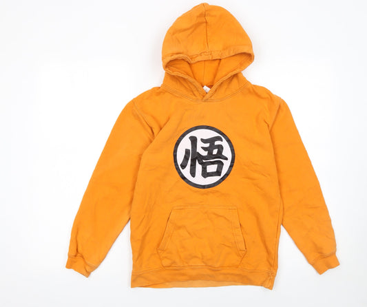 Just Hoods Boys Orange Anime Graphic Pullover Hoodie XL 12-13 Years