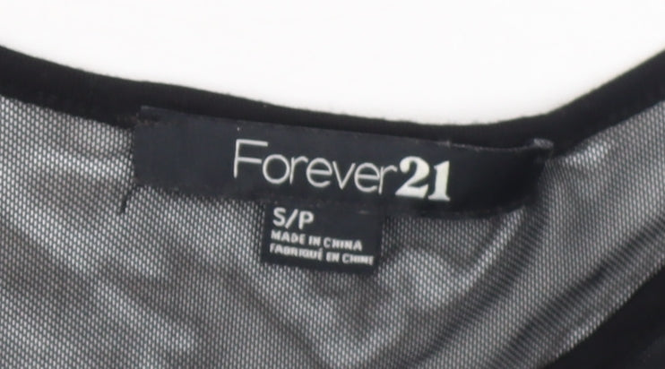 Forever 21 Women's Black Velvet Mesh Bodycon Long Sleeve Dress Size S