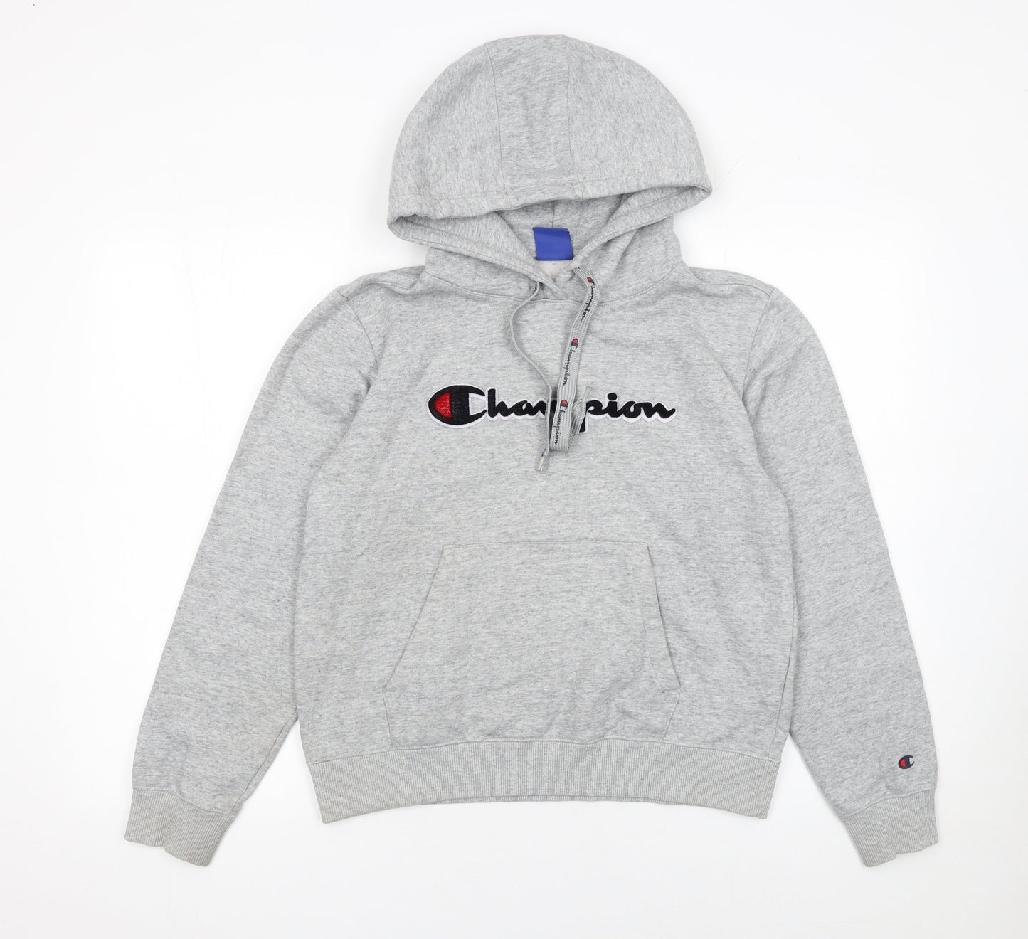 Champion Womens Grey Pullover Hoodie M Cotton Blend Logo Casual