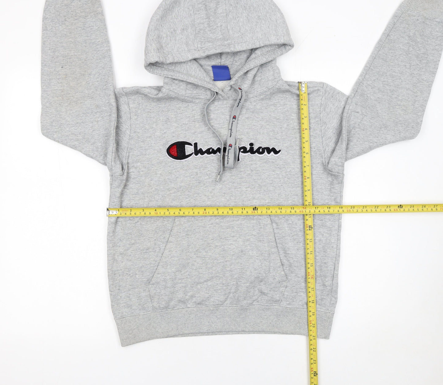 Champion Womens Grey Pullover Hoodie M Cotton Blend Logo Casual
