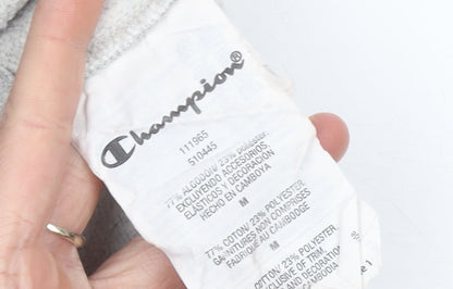 Champion Womens Grey Pullover Hoodie M Cotton Blend Logo Casual