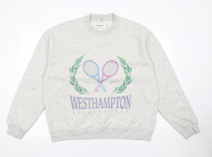 Abercrombie & Fitch Womens Grey Oversized Pullover Sweatshirt M