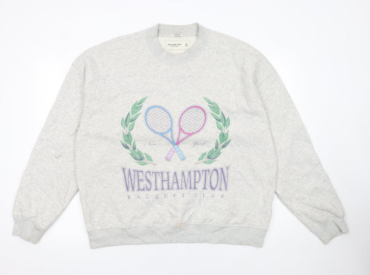 Abercrombie & Fitch Womens Grey Oversized Pullover Sweatshirt M