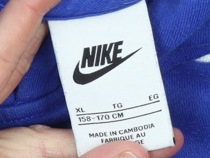 Nike Boys Blue Pullover Hoodie XL Fleece Logo Hooded Sweatshirt