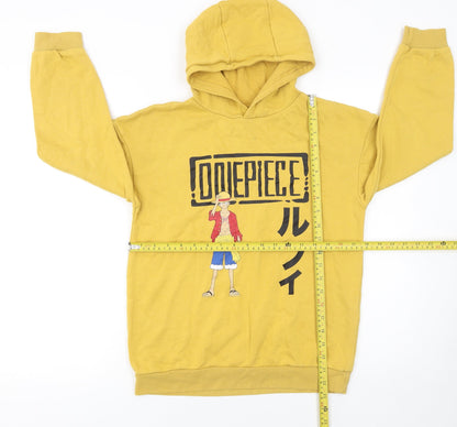 One Piece Boys Yellow Pullover Hoodie 11-12 Years Anime Graphic Cotton Blend