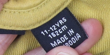 One Piece Boys Yellow Pullover Hoodie 11-12 Years Anime Graphic Cotton Blend