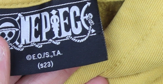 One Piece Boys Yellow Pullover Hoodie 11-12 Years Anime Graphic Cotton Blend