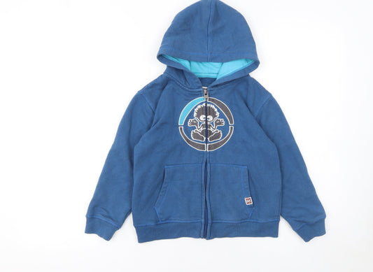 Saltrock Boys Blue Full Zip Hoodie 5-6 Years Logo Fleece Cotton Blend