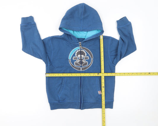 Saltrock Boys Blue Full Zip Hoodie 5-6 Years Logo Fleece Cotton Blend