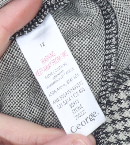 George Women’s Grey Houndstooth Tapered Trousers Size 12