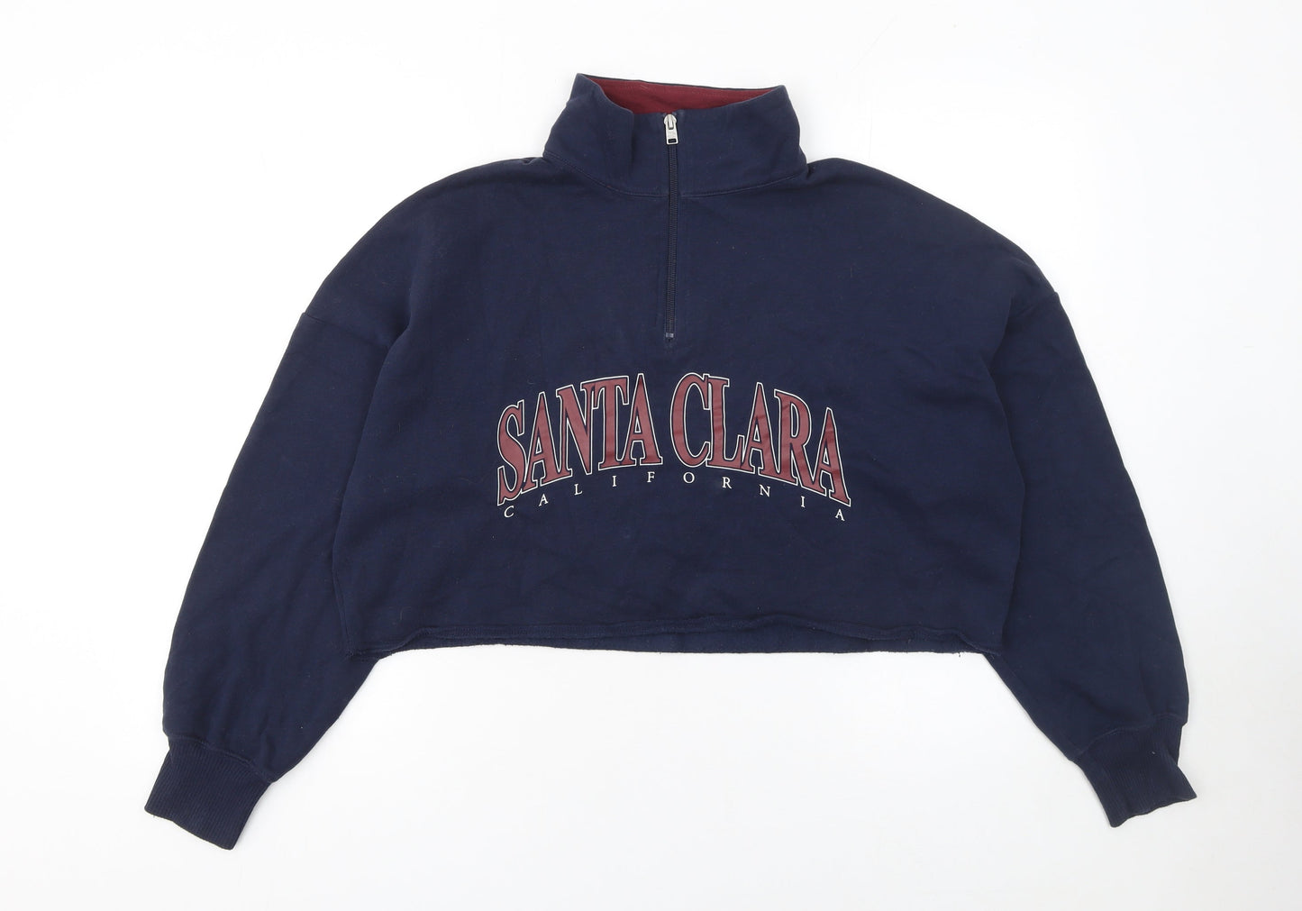 Hollister Women Navy Blue Santa Clara 1/4 Zip Pullover Sweatshirt S