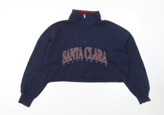 Hollister Women Navy Blue Santa Clara 1/4 Zip Pullover Sweatshirt S