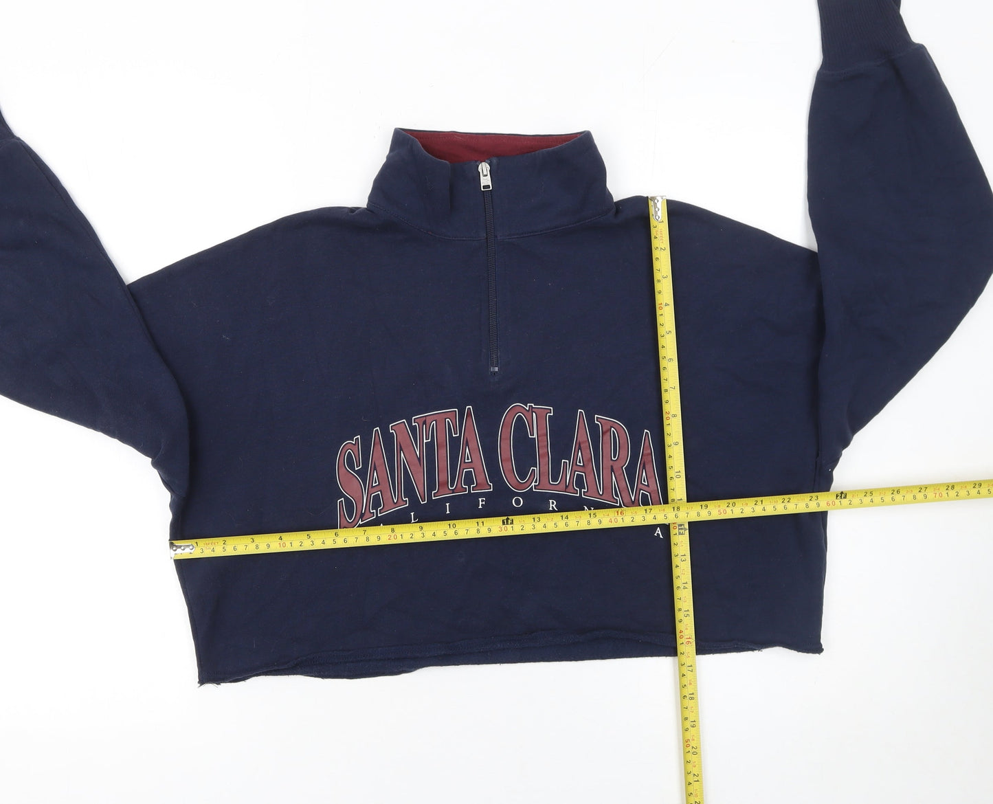 Hollister Women Navy Blue Santa Clara 1/4 Zip Pullover Sweatshirt S