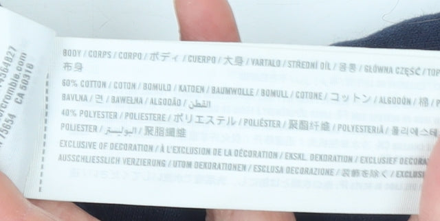 Hollister Women Navy Blue Santa Clara 1/4 Zip Pullover Sweatshirt S