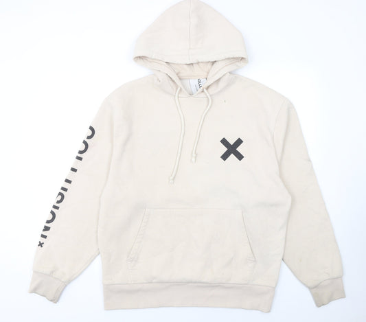 Mens UK Size M COLLUSION Beige Pullover Hoodie