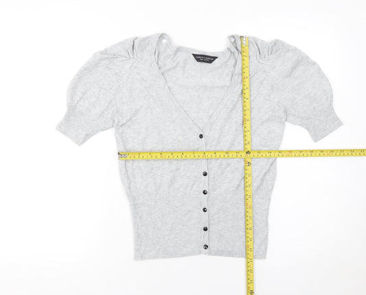 Dorothy Perkins Women’s Grey Puff Sleeve Button Cardigan Size 12