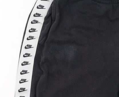 Nike Men's Black Jogger Sweatpants Small Logo Taped Track Trousers