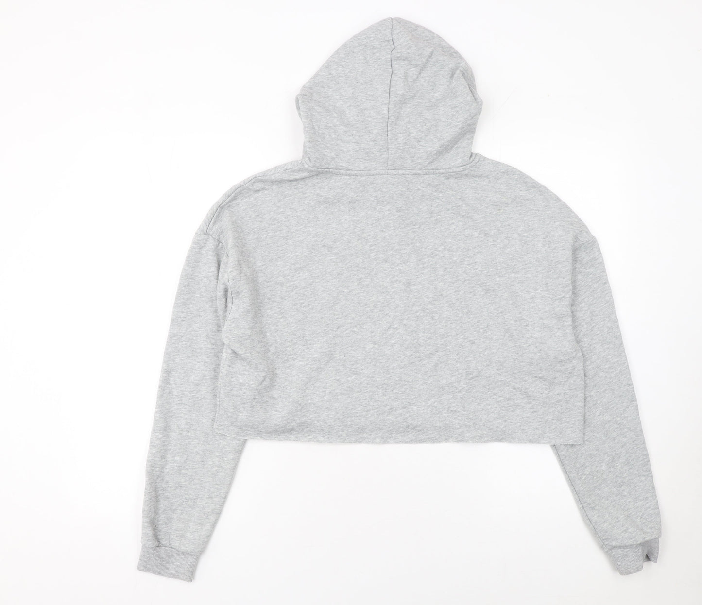 H&M Women Grey Brooklyn Babe Cropped Hoodie Size 12 Cotton Blend
