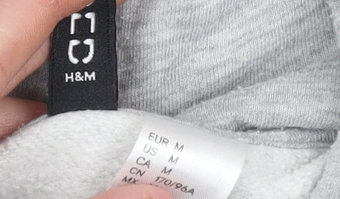 H&M Women Grey Brooklyn Babe Cropped Hoodie Size 12 Cotton Blend