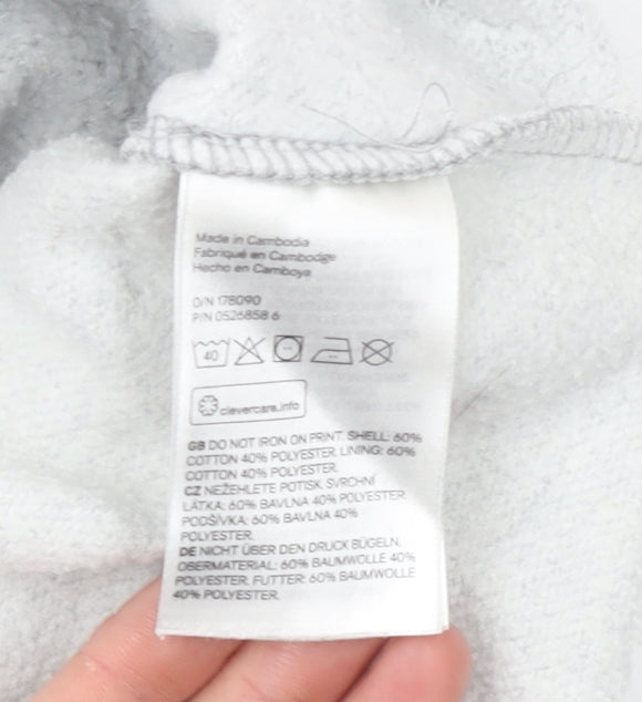 H&M Women Grey Brooklyn Babe Cropped Hoodie Size 12 Cotton Blend