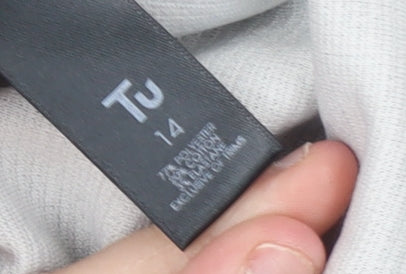 Tu Women’s Grey Collared Long Sleeve Cotton Blend Blouse Size 14