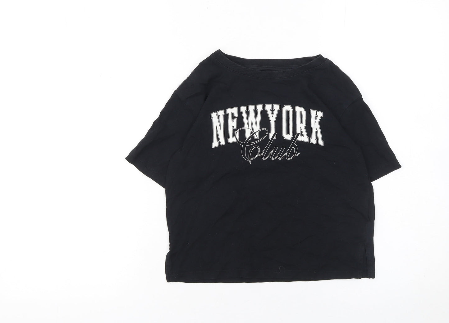 C&A Girls Black New York Club Cotton Short Sleeve T-Shirt 10 Years