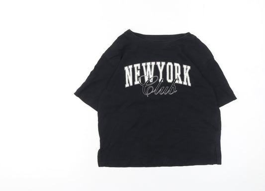 C&A Girls Black New York Club Cotton Short Sleeve T-Shirt 10 Years