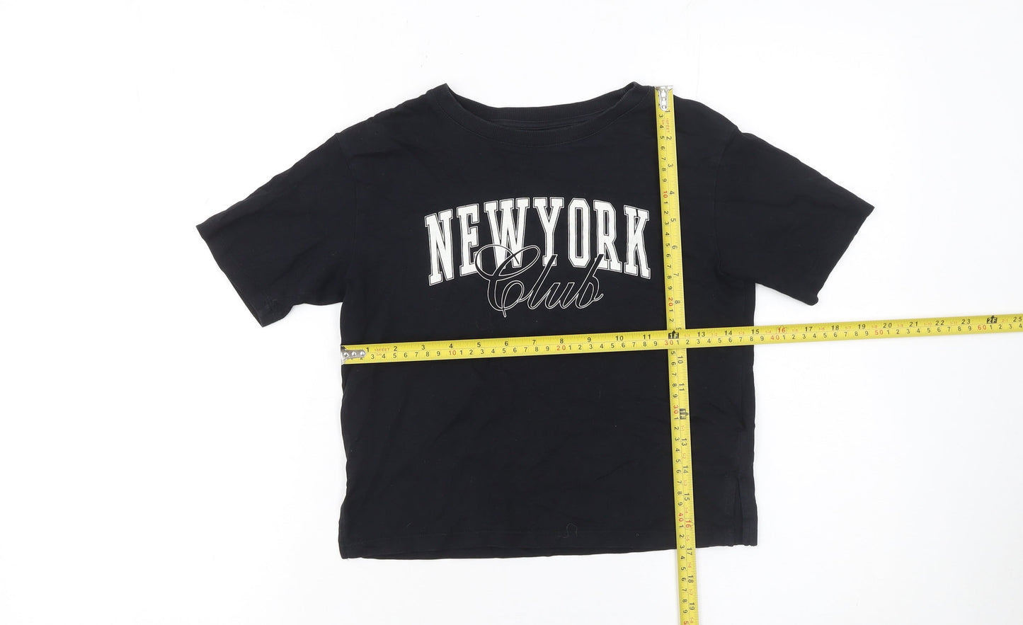 C&A Girls Black New York Club Cotton Short Sleeve T-Shirt 10 Years