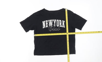 C&A Girls Black New York Club Cotton Short Sleeve T-Shirt 10 Years