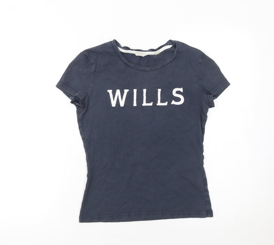 Jack Wills Women's Blue Cotton Slim Fit T-Shirt Size 6