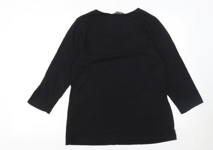 Bonmarché Womens Black Rhinestone Christmas Tree T-Shirt Size 14