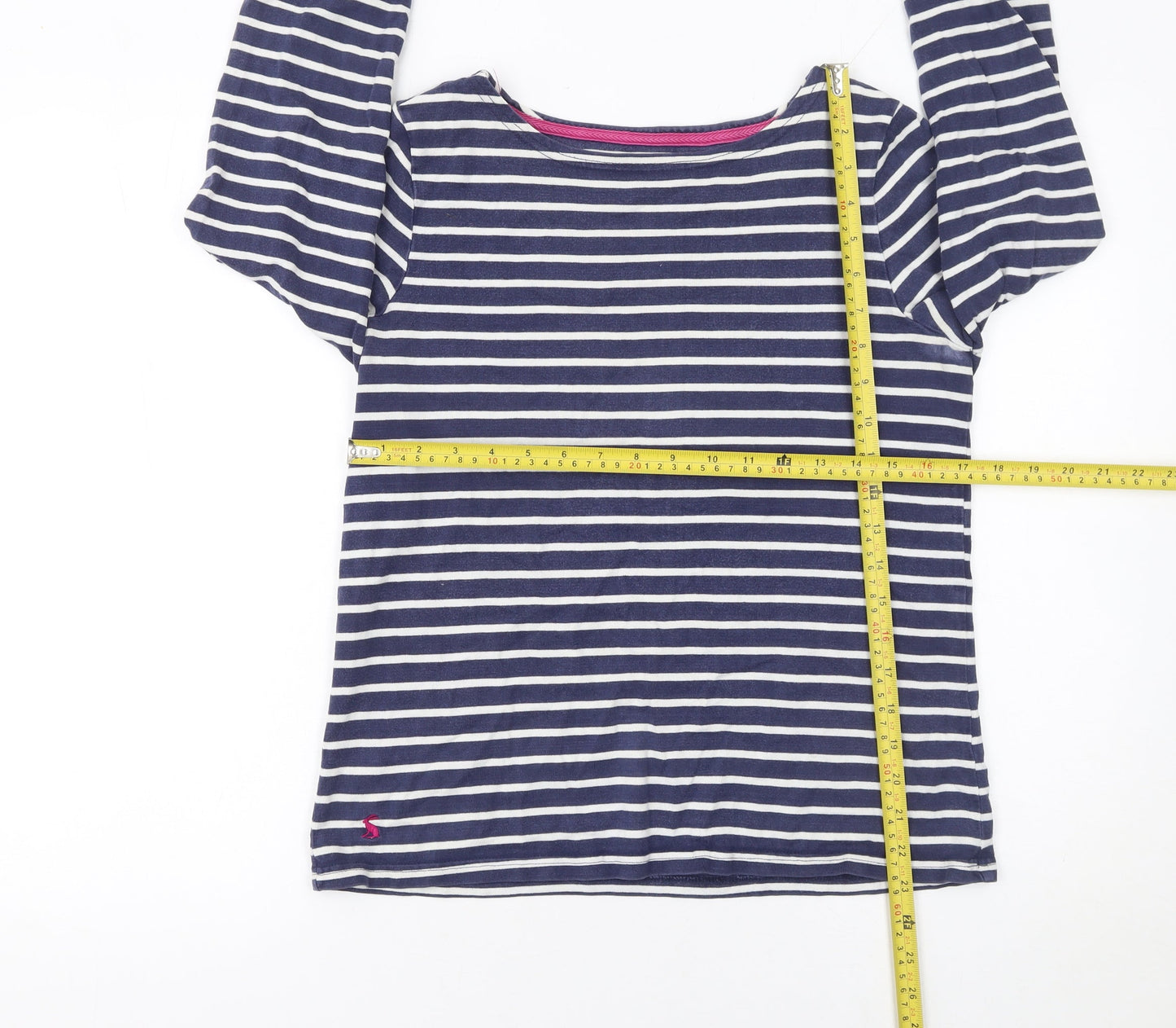 Joules Women's Blue Striped Long Sleeve Cotton Nautical Top Size 10