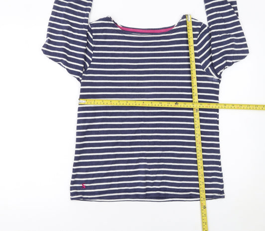 Joules Women's Blue Striped Long Sleeve Cotton Nautical Top Size 10