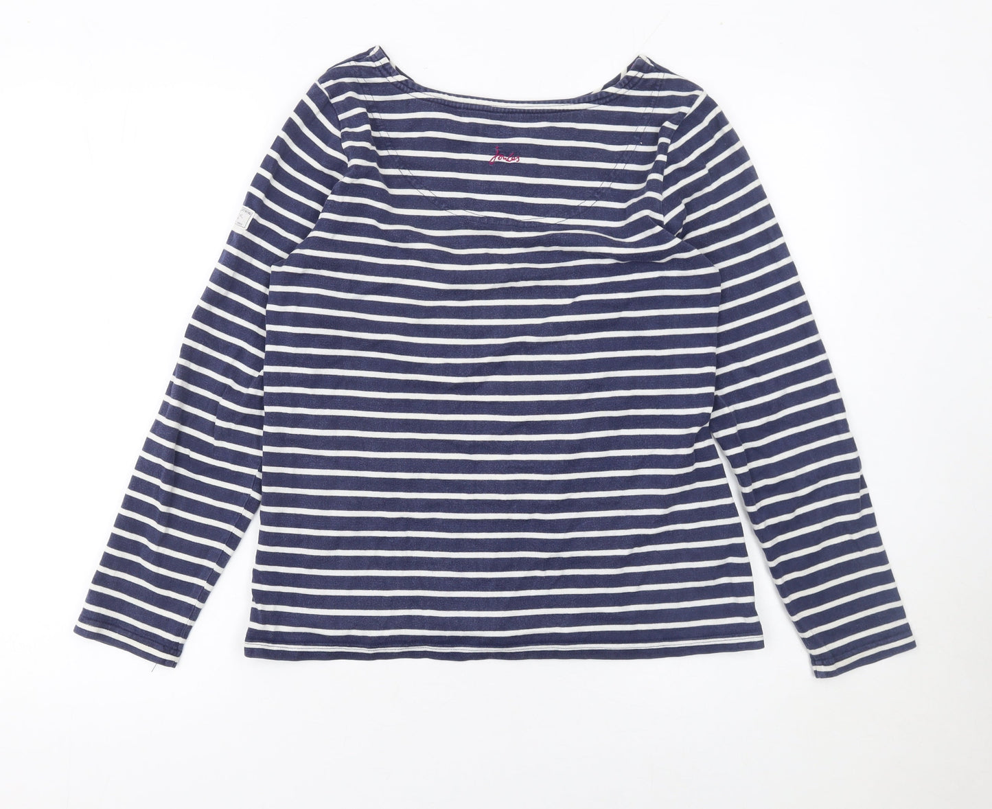 Joules Women's Blue Striped Long Sleeve Cotton Nautical Top Size 10