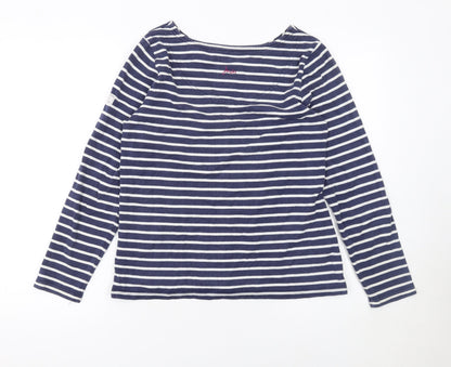 Joules Women's Blue Striped Long Sleeve Cotton Nautical Top Size 10