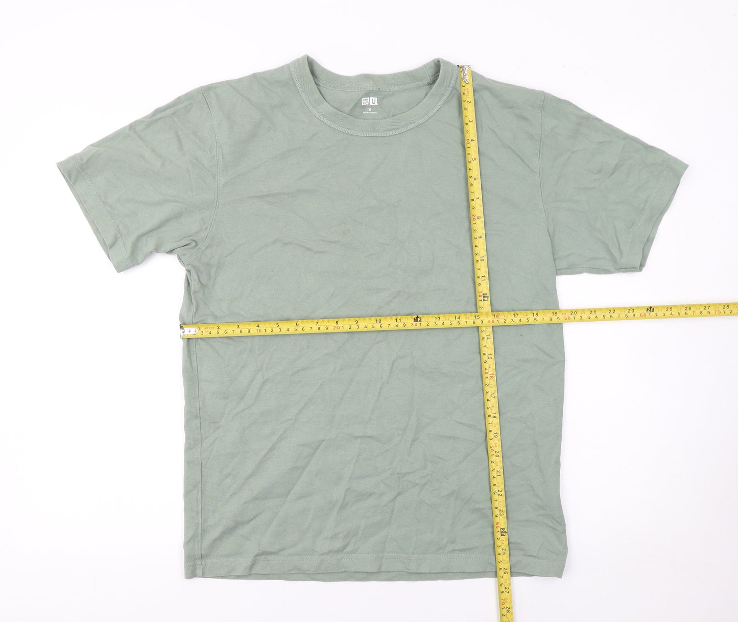 Uniqlo Men's Green Cotton Crew Neck Short Sleeve T-Shirt Size S