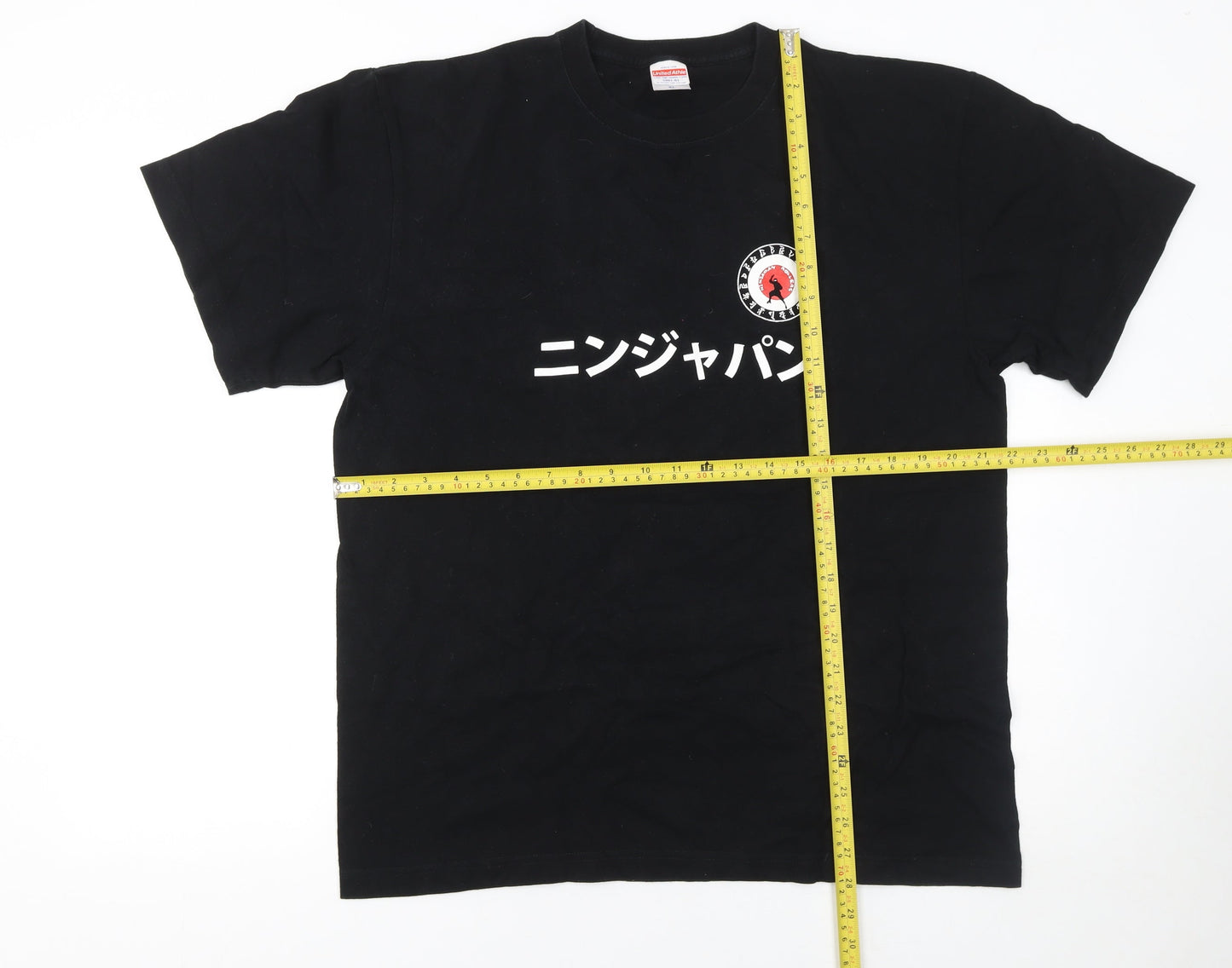 United Athle Men's Black XL Japanese Graphic Print T-Shirt