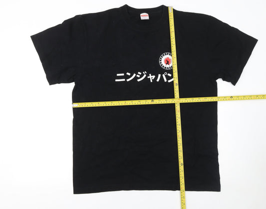 United Athle Men's Black XL Japanese Graphic Print T-Shirt