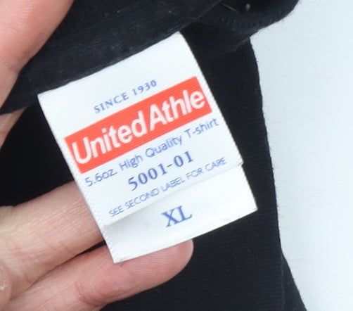 United Athle Men's Black XL Japanese Graphic Print T-Shirt