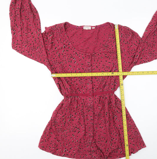 Fat Face Womens Red Animal Print Cotton Tunic Blouse Size 12