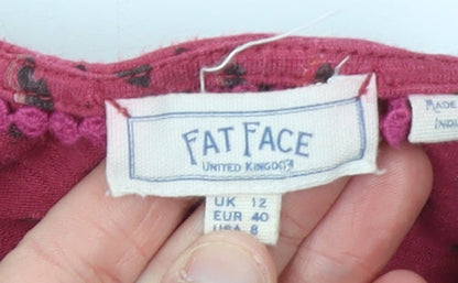 Fat Face Womens Red Animal Print Cotton Tunic Blouse Size 12