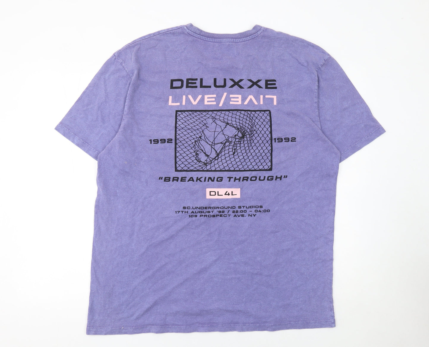 Topman Men's Purple Graphic Print Cotton T-Shirt Size L