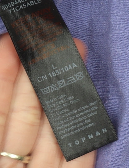 Topman Men's Purple Graphic Print Cotton T-Shirt Size L