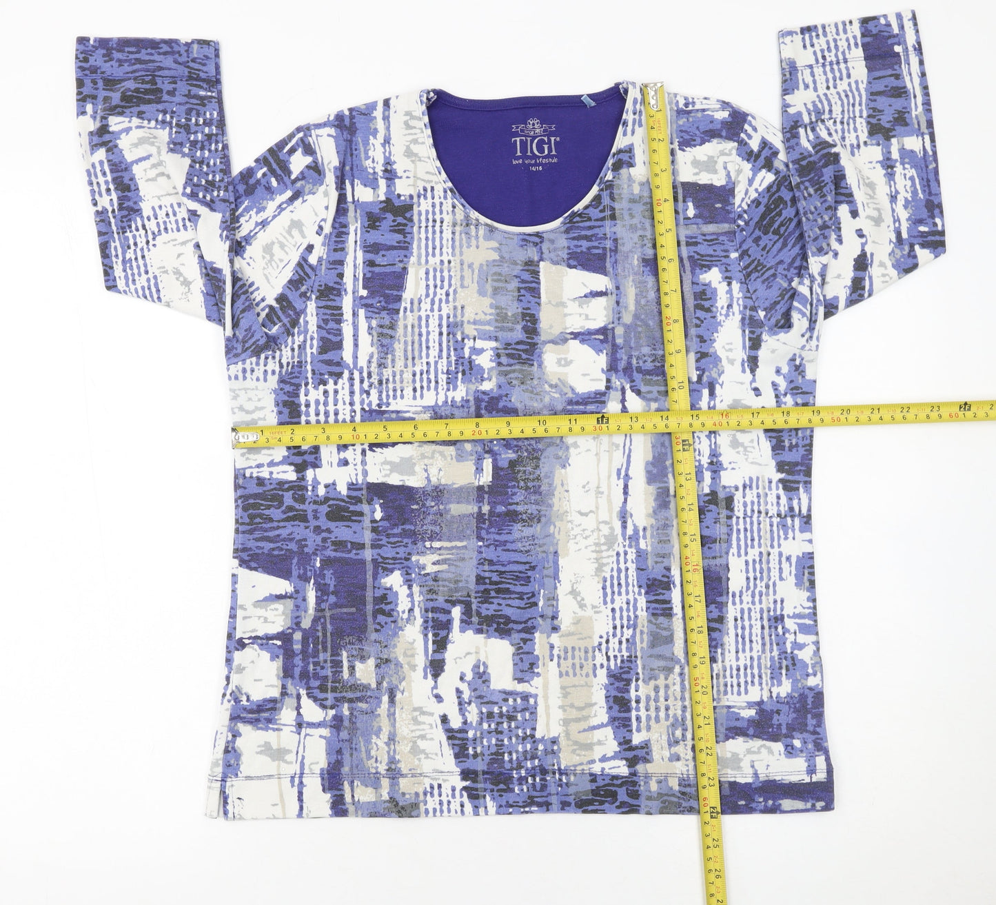 Womens UK Size 14/16 TIGI Blue Basic T-Shirt